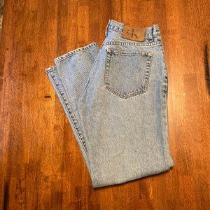 Calvin Klein Jeans Womens 11/32" Blue Denim Straight Leg Light wash